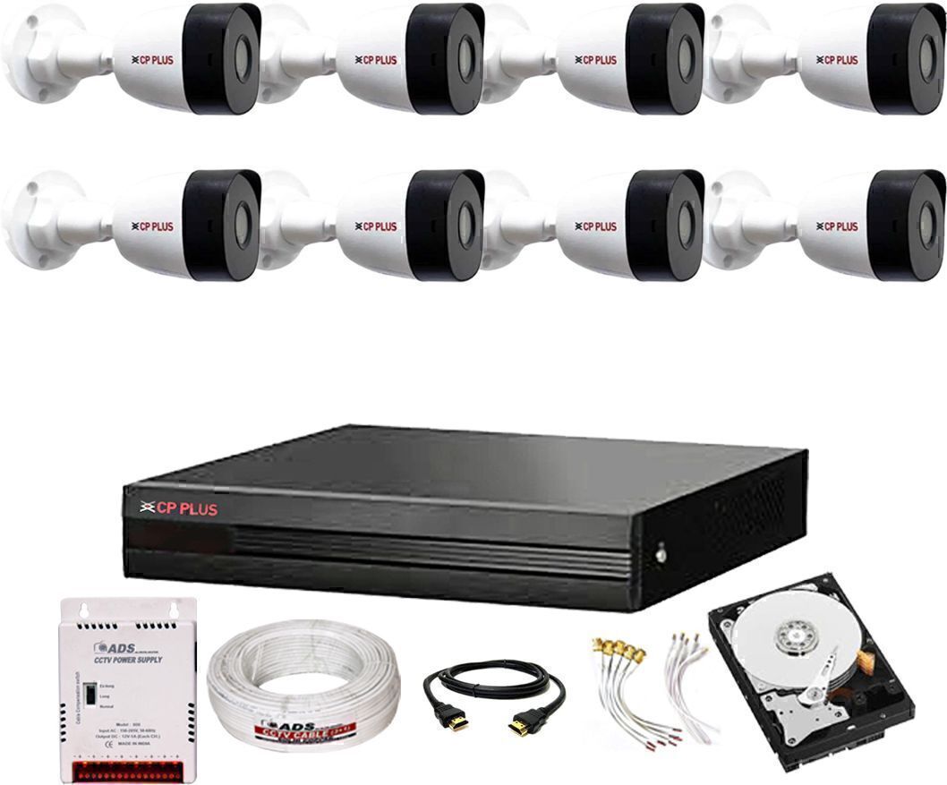 CP PLUS 8CH hibrid' DVR 1080p, 8Pcs BULLET, 1TB Hard Disk,Full combo set Security Camera-image-19