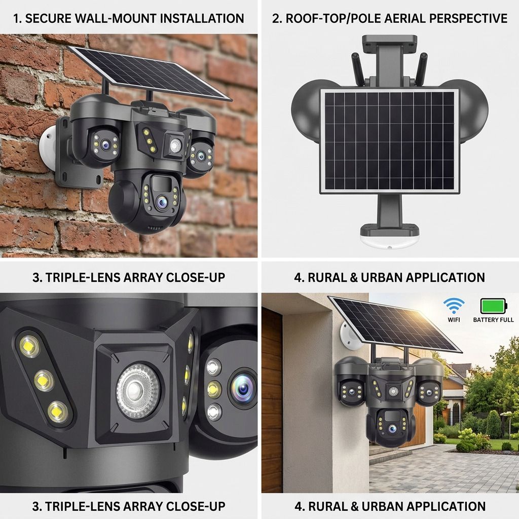 Divine creation 4G Solar Triple Lens 5MP Outdoor CCTV Camera | 3-Screen View C327 Security Camera-picture-20