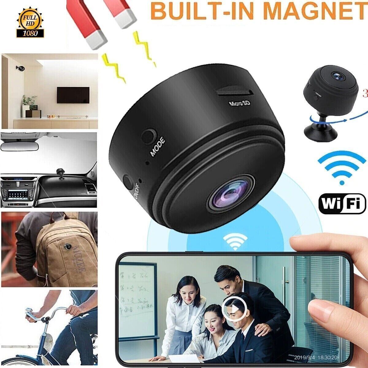 OSHIZCAM Mini Spy Hidden Magnet Camera WiFi Hidden Wireless HD Night Vision Security Camera-image-0