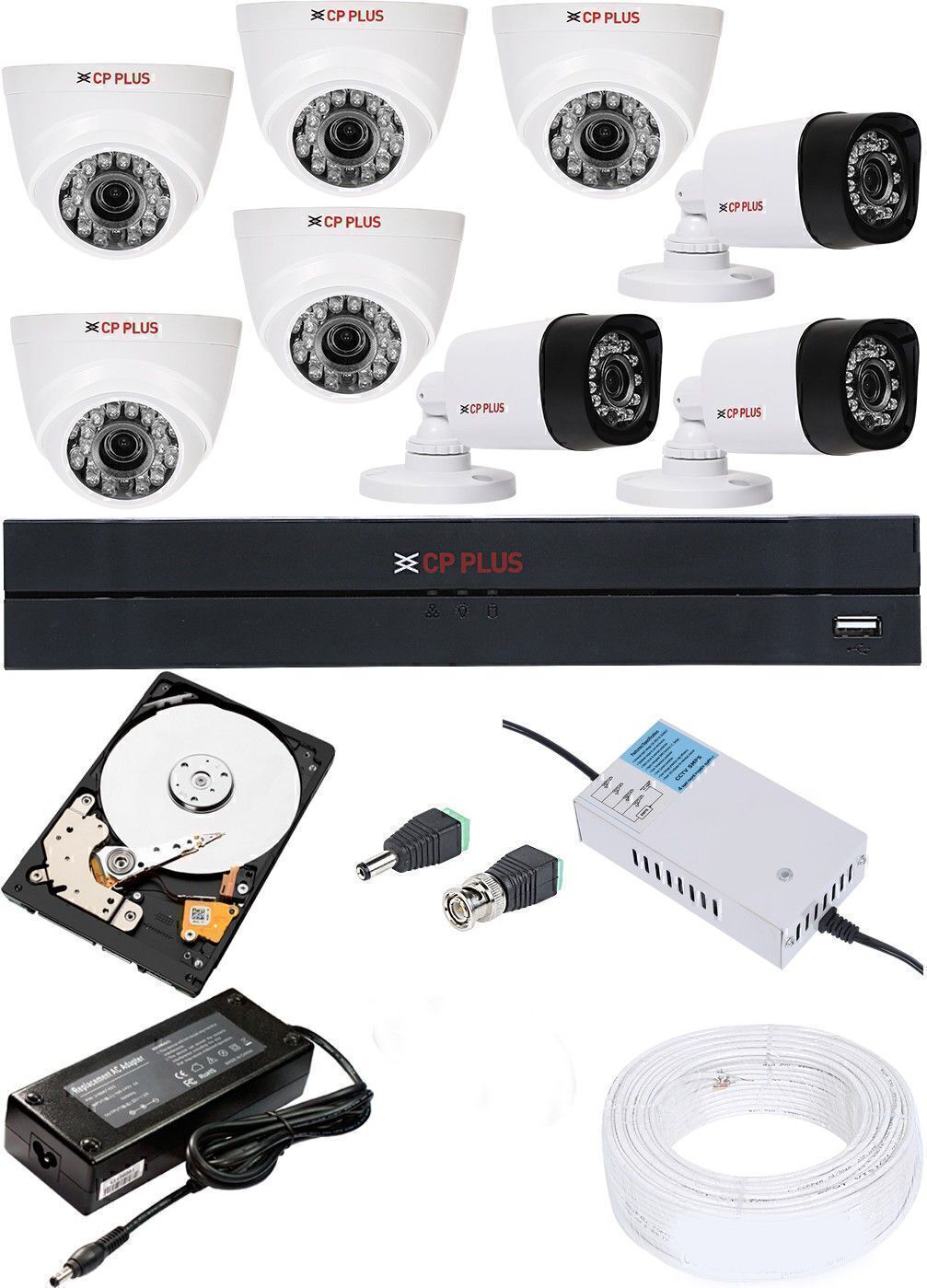 CP PLUS 8 Channal HD DVR 1080p 1Pcs,Dome Camera 2.4MP 5Pcs,Bullet Camera 2.4MP 3Pcs Security Camera-picture-24