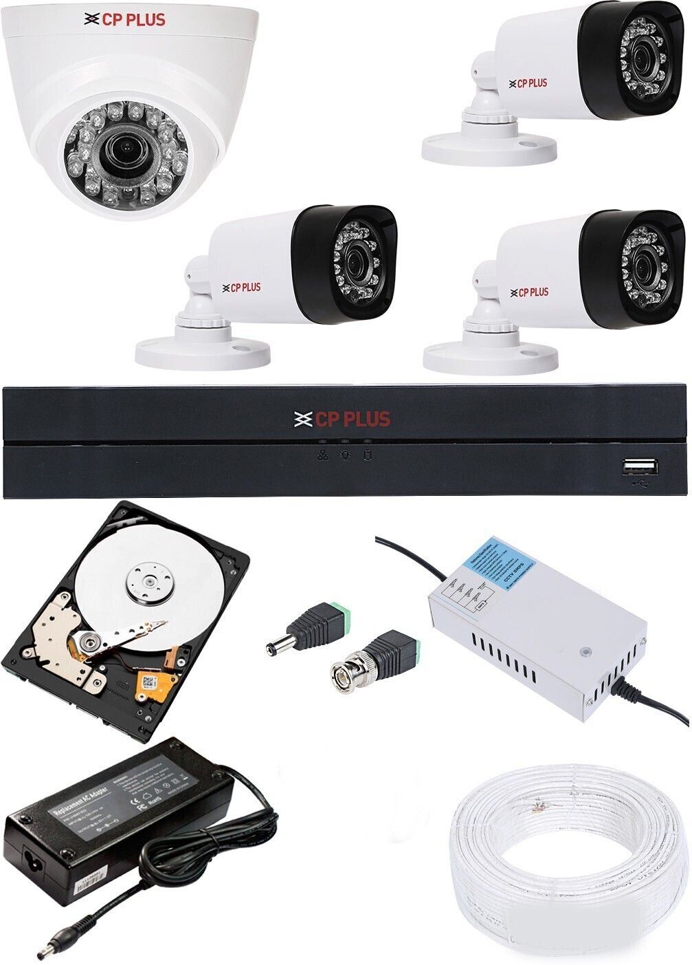 CP PLUS 4 Channal HD DVR 1080p 1Pcs,Bullet Camera 2.4MP 3Pcs,Dome Camera 2.4MP 1Pcs Security Camera-picture-28