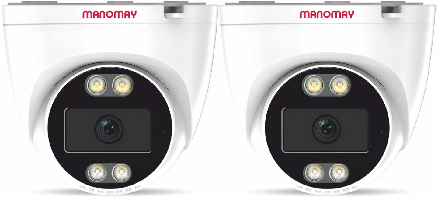Manomay Pack of 2 BIS STQC Certified 3MP WiFi Dome AI Human Detection Smart Security Camera-picture-16