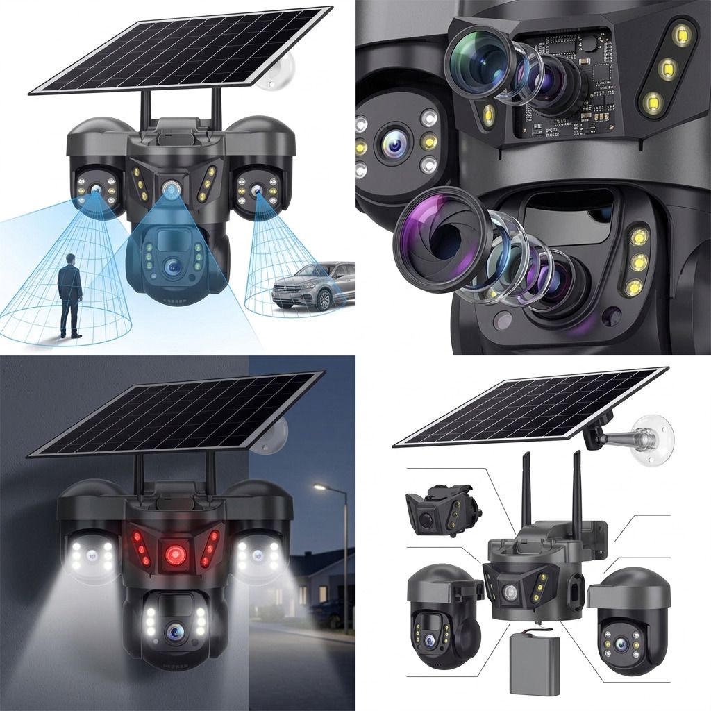 Divine creation 4G Solar Triple Lens 5MP Outdoor CCTV Camera | 3-Screen View C299 Security Camera-picture-10