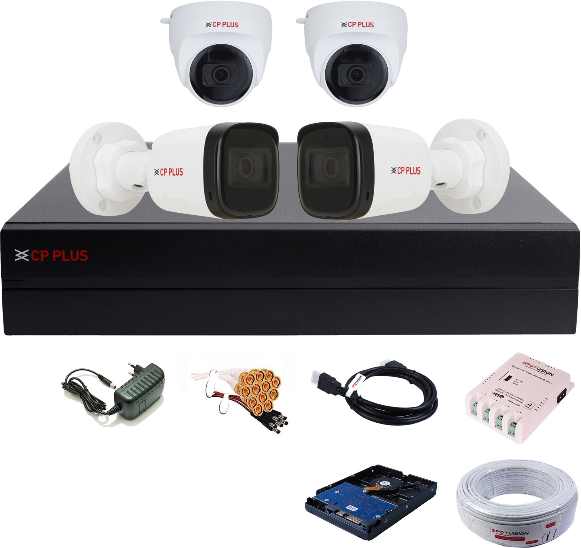 CP PLUS 4 Channel HD DVR,2Pcs 2.4MP FULL HD Outdoor Camera,2Pcs 2.4MP FULL HD Indoor Security Camera-picture-19