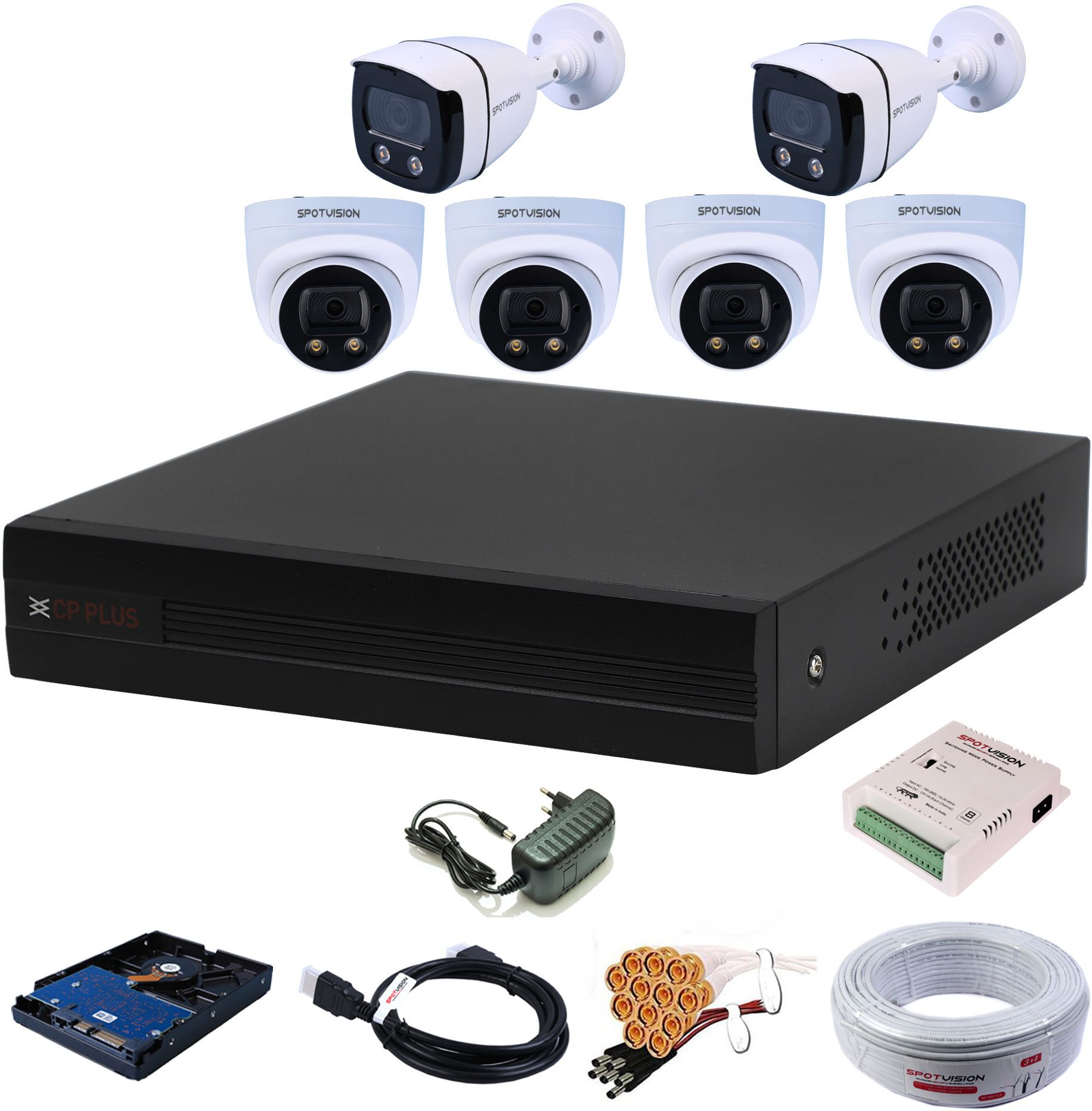 CP PLUS 8 Channal HD DVR 1080p 1Pcs,Colorful View In Nightvision Outdoor Camera 2.4 MP 2Pcs, Indoor Camera 2.4 MP 4Pcs,1 TB Hard Disk,Full combo set ( TRUSTED PURCHASE FOR ARMRetail ) Security Camera-picture-18