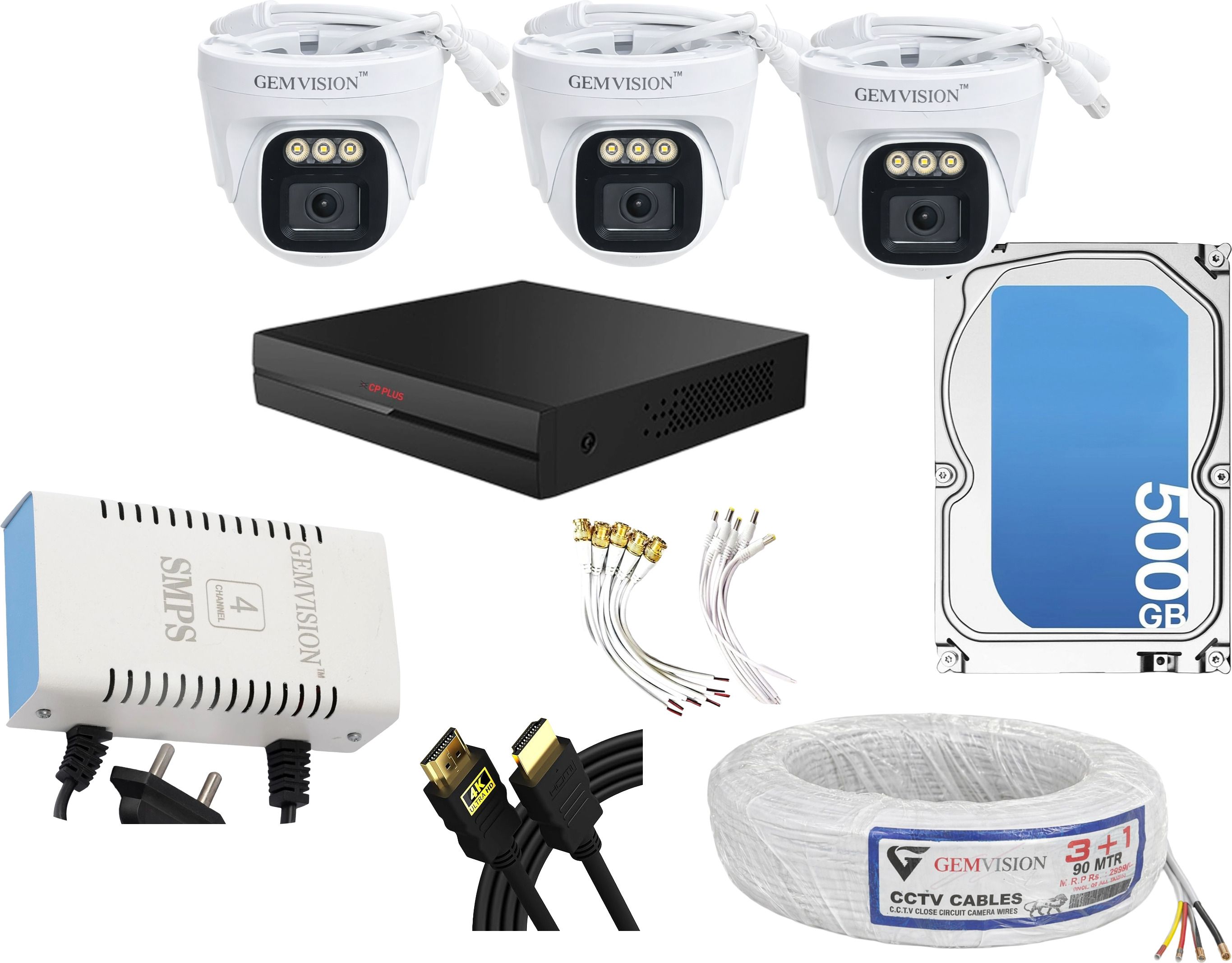 CP PLUS 3MP Color Night Vision CCTV Camera Set 3 Indoor Camera 4CH DVR 500GB HDD Set Security Camera-picture-16