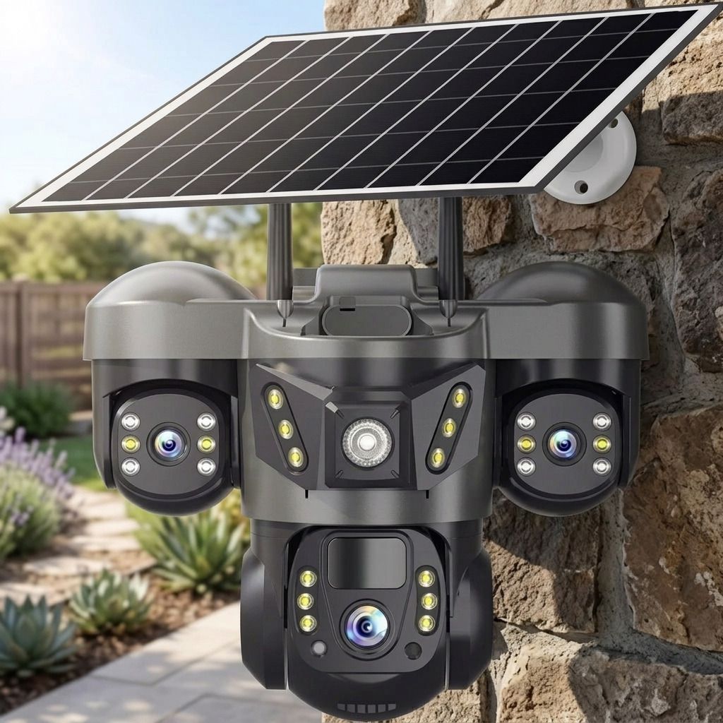 Divine creation 4G Solar Triple Lens 5MP Outdoor CCTV Camera | 3-Screen View C6 Security Camera-picture-45