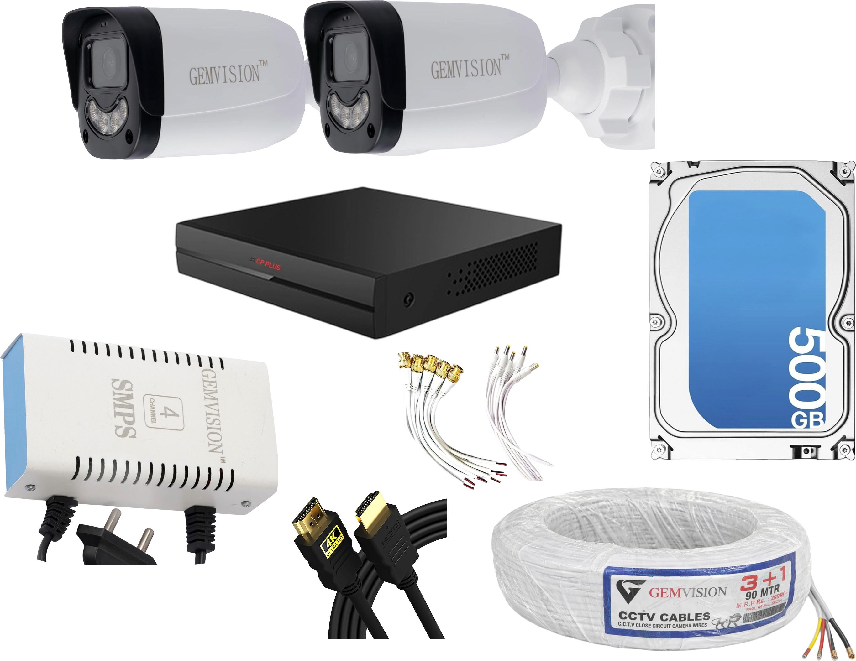 CP PLUS 3MP Color Night Vision CCTV Camera Kit 2 Bullet Cam 4CH DVR 500GB HDD Set Security Camera-picture-36