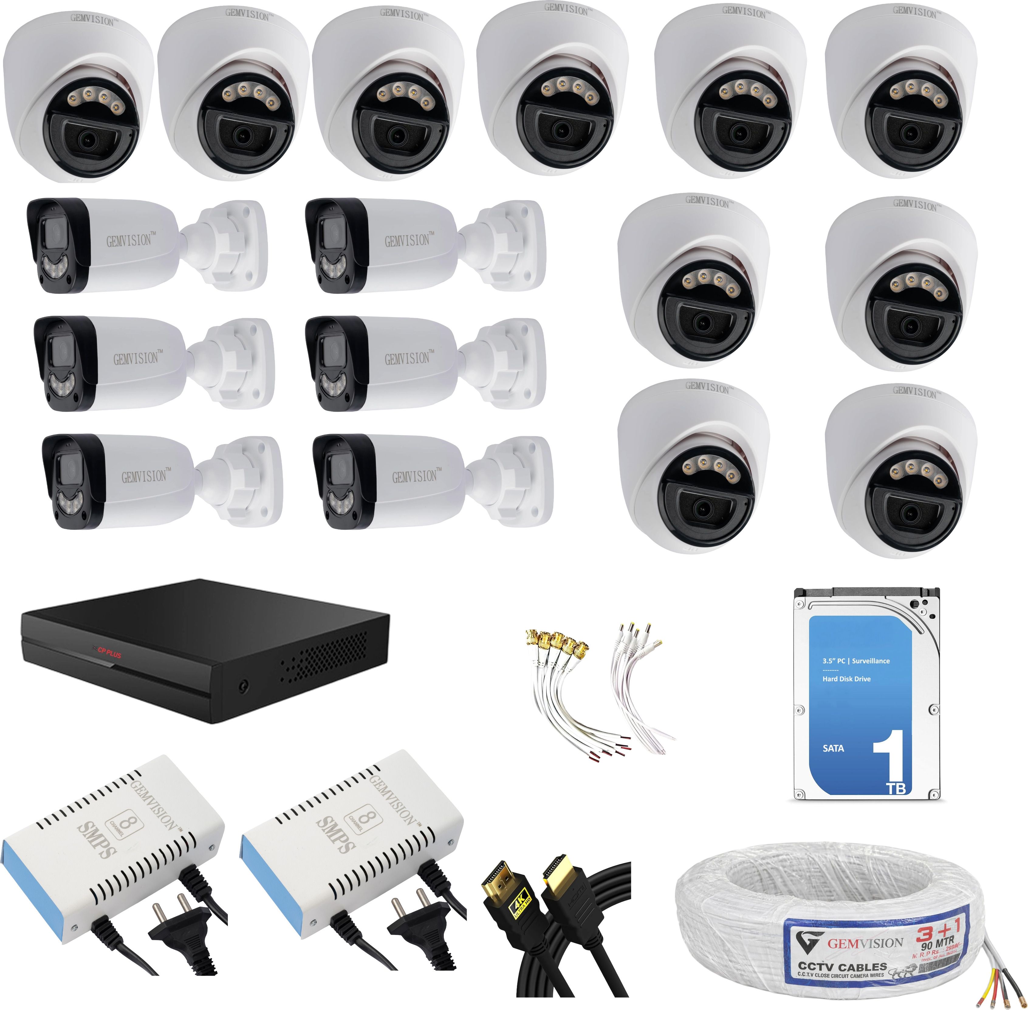 CP PLUS 16 Camera 3MP CCTV Security Combo with 16CHDVR 1TB HDD Complete Installation Kit Security Camera-picture-14