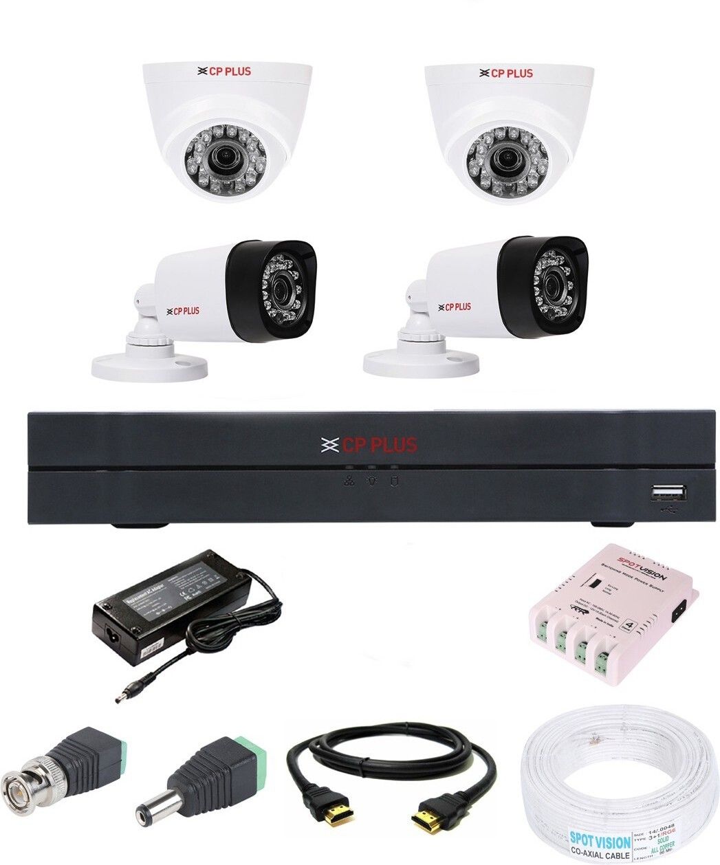 CP PLUS 4 Channal HD DVR 1080p 1Pcs,Bullet Camera 1MP 2Pcs,Dome Camera 1MP 2Pcs, Security Camera-image-24
