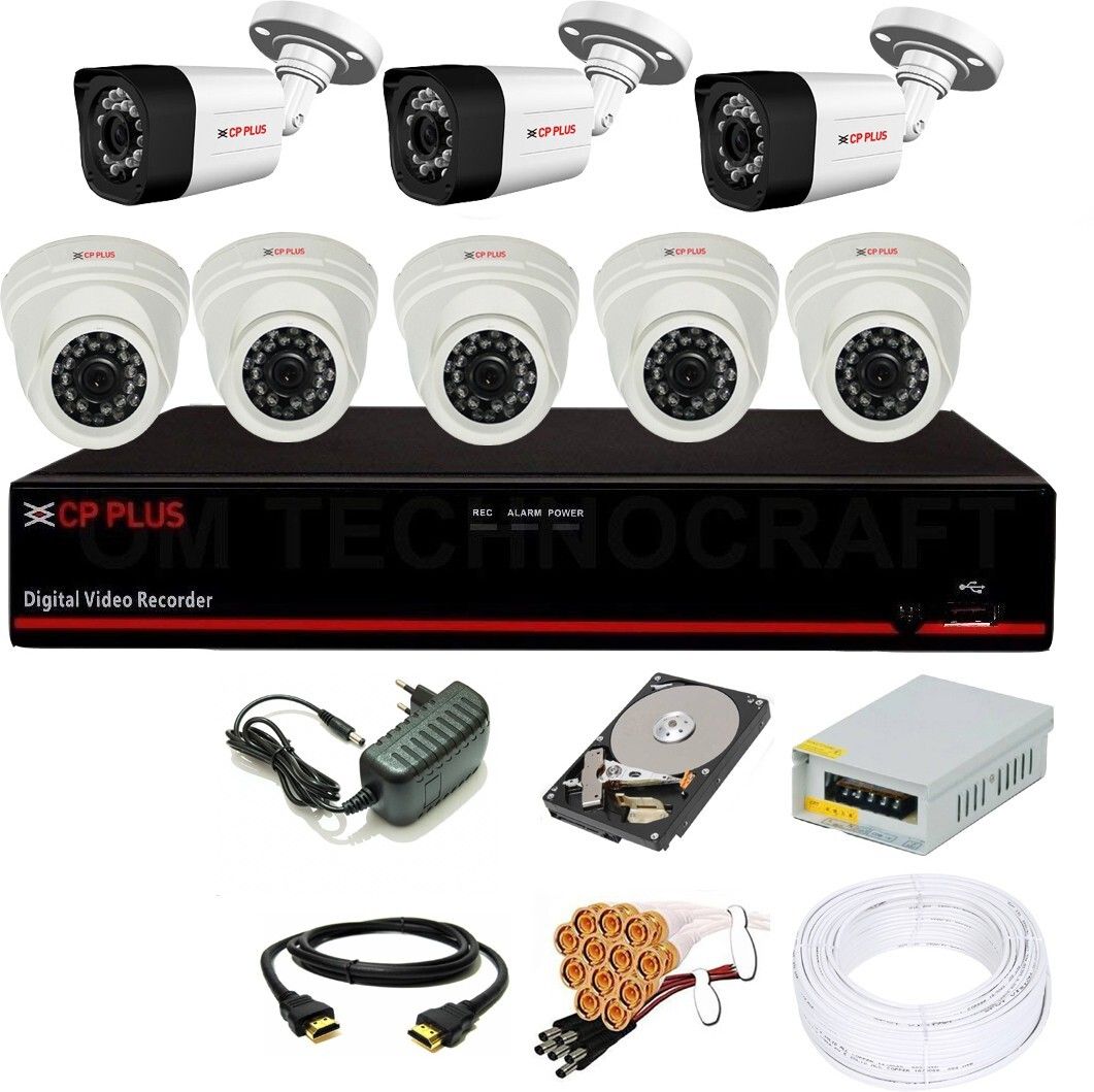 CP PLUS 8 Channal HD DVR 1080p 1Pcs,Outdoor Camera 2MP 3Pcs,Indoor Camera 2MP 5Pcs,1 TB Toshiba Surveillance Hard Disk With 3 Year Warranty, Security Camera-picture-13