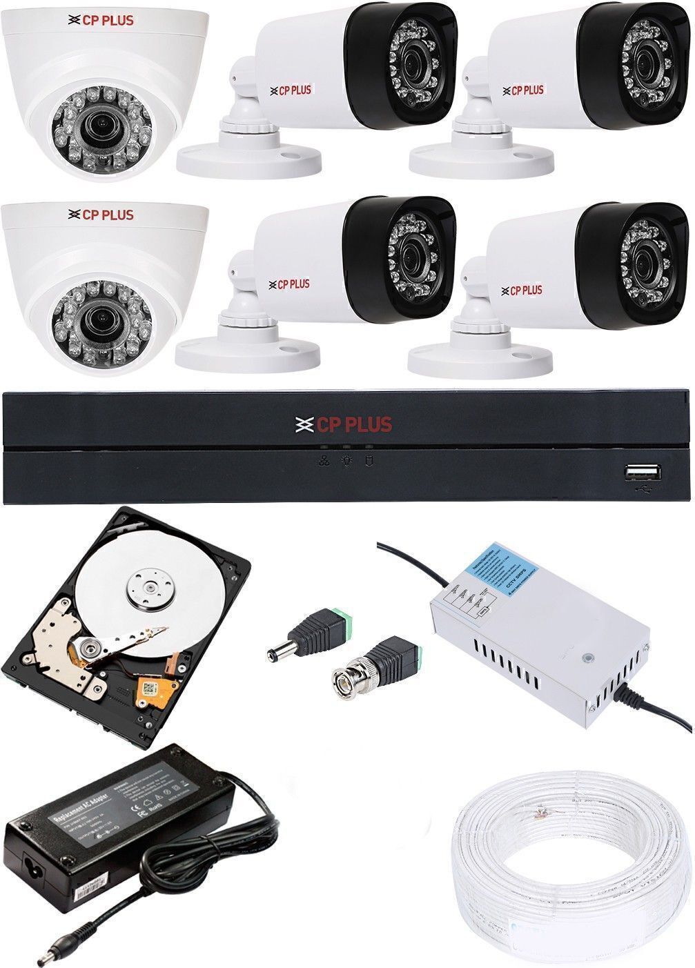 CP PLUS CP-PLUES 8CH DVR CP-UVR-0801E1-CS 01PCS DOME CAMERA CP-DA2.4L2-0360 02PCS BULLET CAMERA CP-TA2.4L20360 04PCS 1TB HDD 90METAR CABLE COMBO KIT Security Camera-picture-17