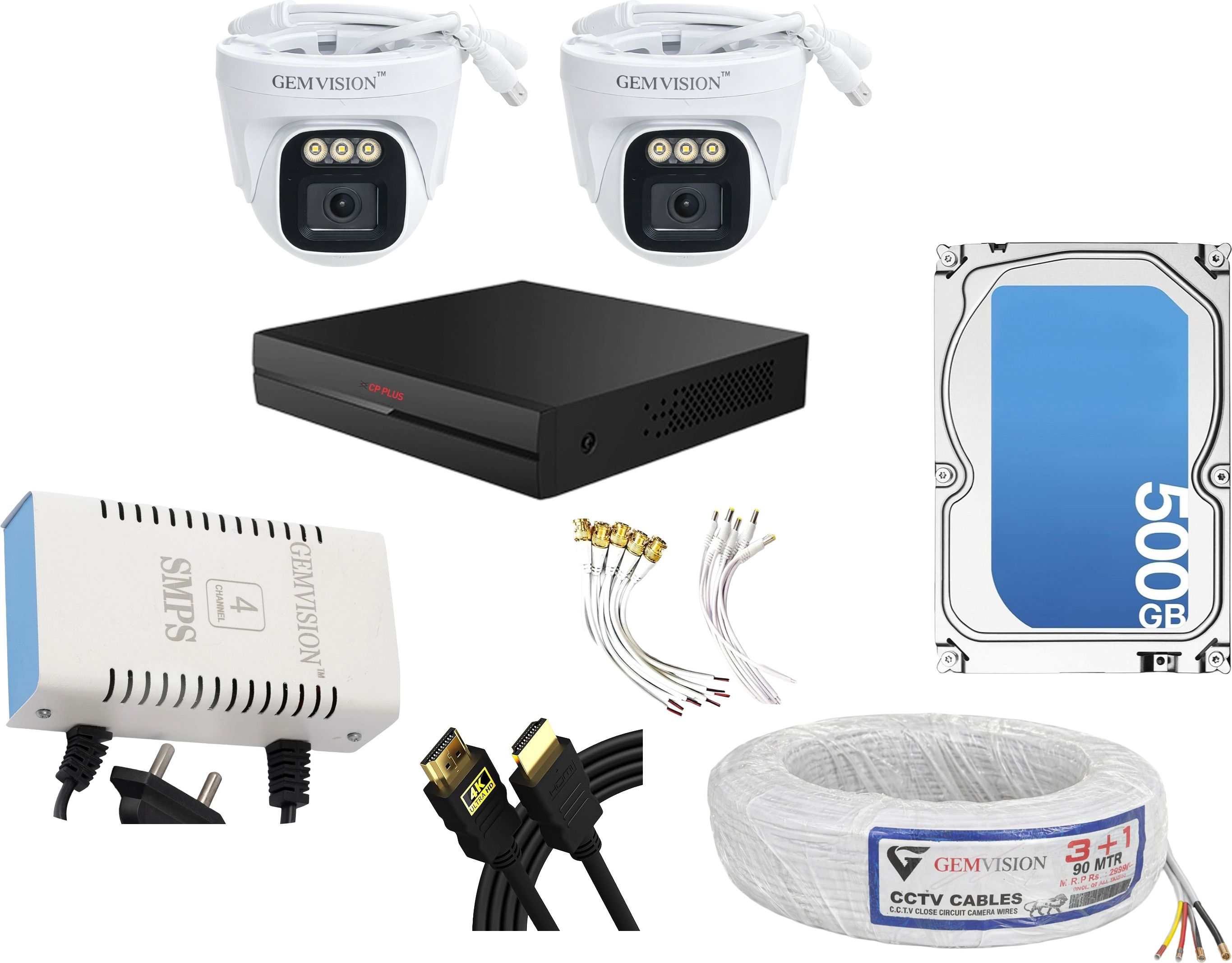 CP PLUS 3MP Color Night Vision CCTV Camera Kit 2 Indoor Camera 4CH DVR 500GB HDD Set Security Camera-picture-19