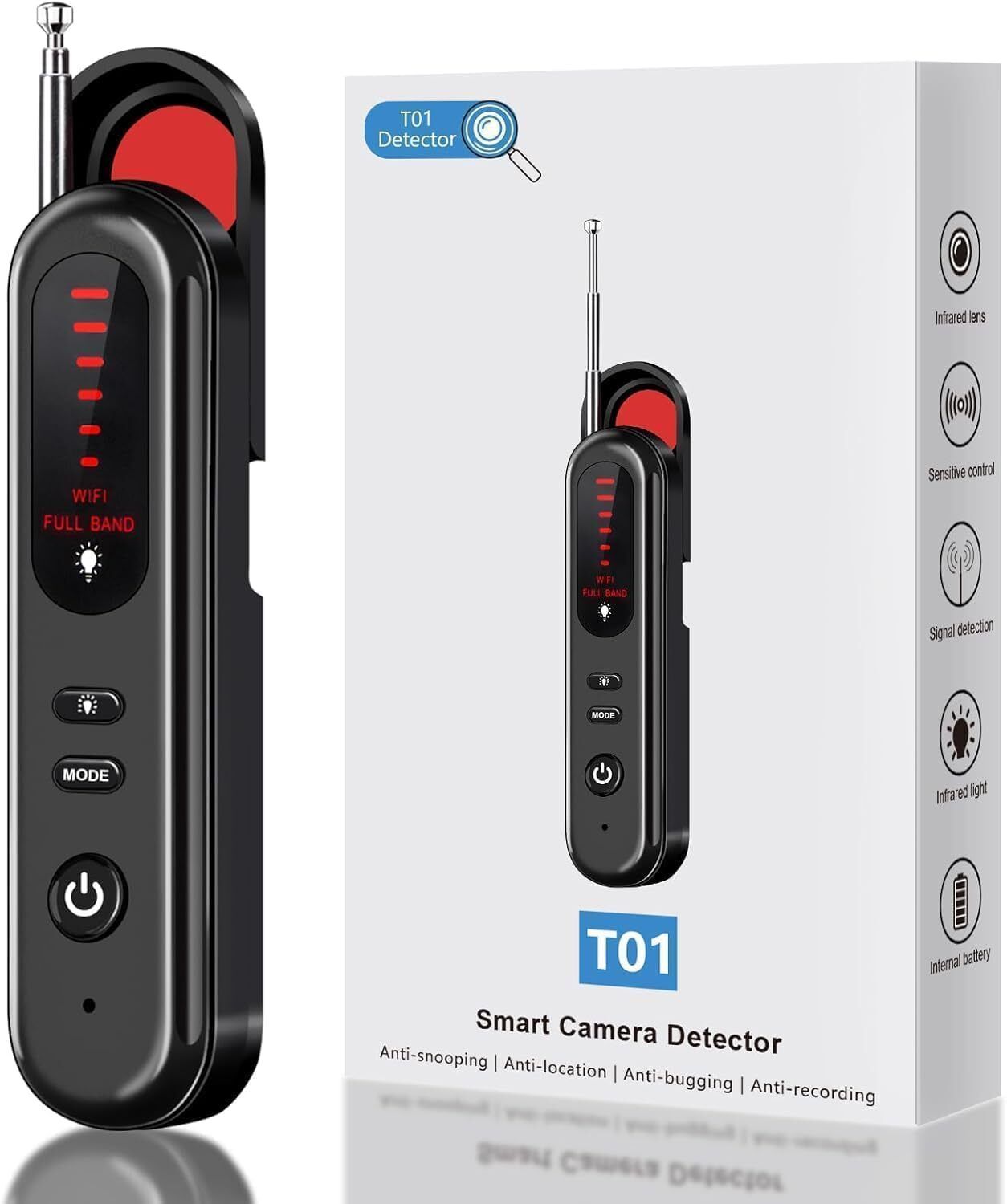 Calldrishe Hidden Camera Detector, Pocket Sized Anti Spy Camera Detector, Hidden Device GPS Security Camera-image-1