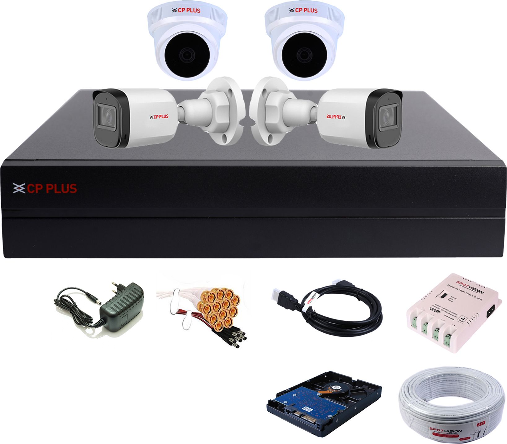 CP PLUS 2. 4 MP 2 BULLET 2 DOME 4 CHANNEL DVR HARD DISK SECURE YOUR HOME,OFFICE,SHOP, Security Camera-picture-19