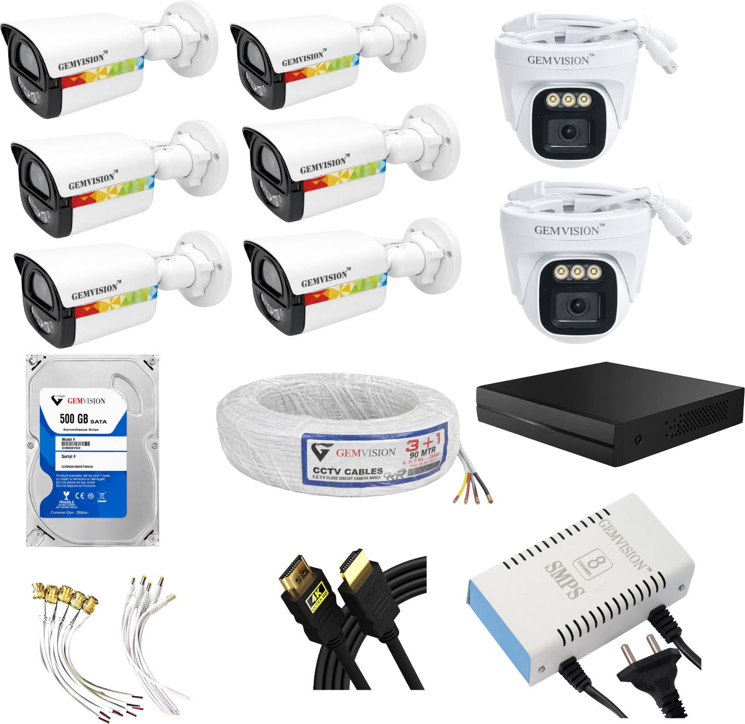 GEM VISION 3MP CCTV Camera Set with 6 Outdoor & 2 Indoor Color Night Vision with Audio Security Camera-picture-36