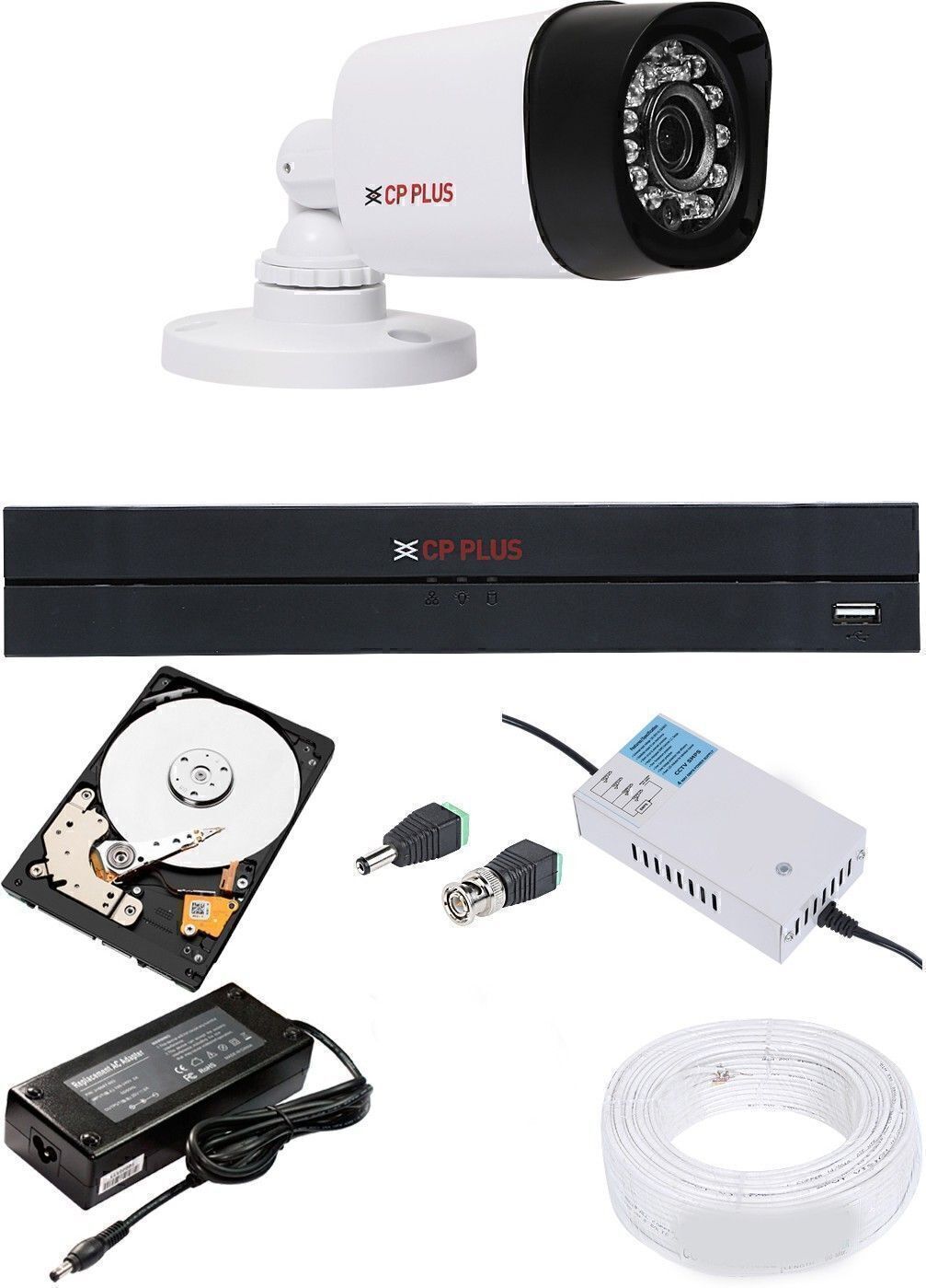 CP PLUS CP-PLUES 4CH DVR CP-UVR-0401E1-CS 01PCS CP-USC-TA2.4L2-0360 01PCS 500GB HDD 90METAR CABLE COMBO KIT Security Camera-picture-18