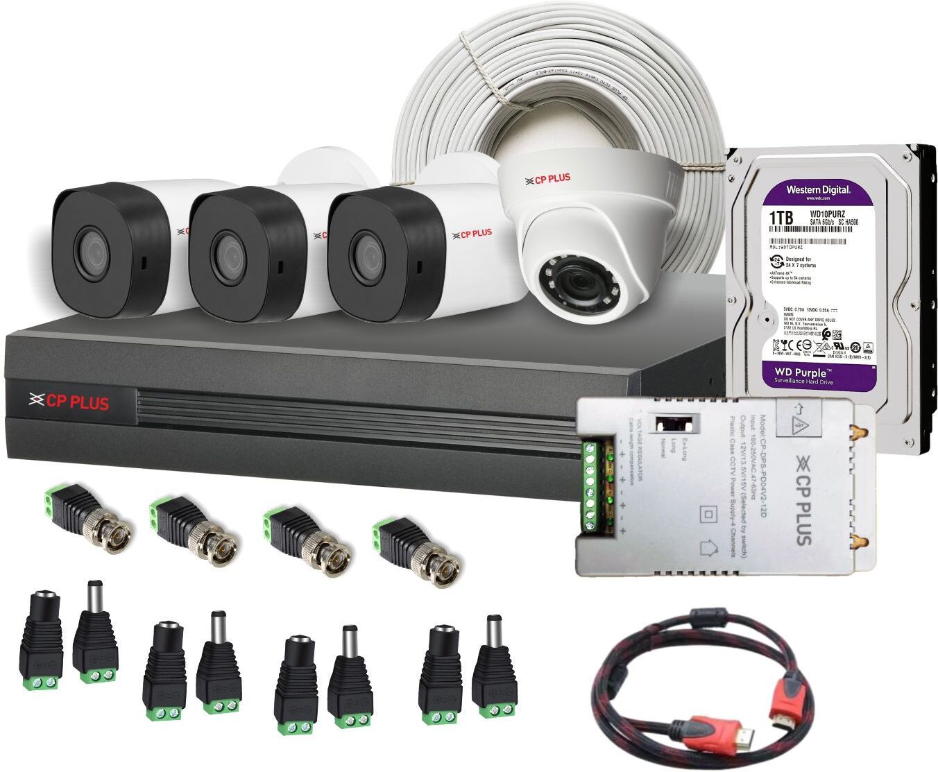 CP PLUS CP-UCK-TD31H3-B1 with 1 Dome & 3 Bullet Camera, DVR, 70 Mtr. Cable 1TB Hard Disk Security Camera-image-24