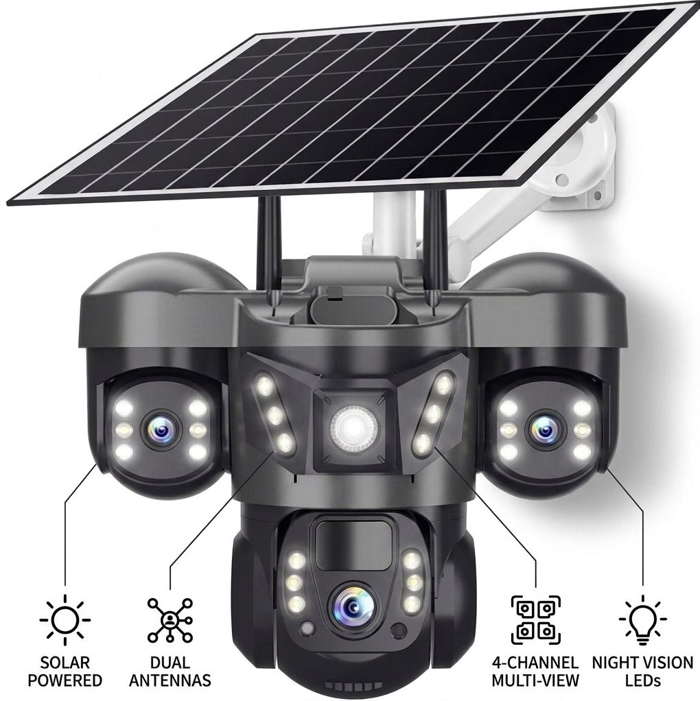Divine creation 4G Solar Triple Lens 5MP Outdoor CCTV Camera | 3-Screen View C66 Security Camera-picture-40