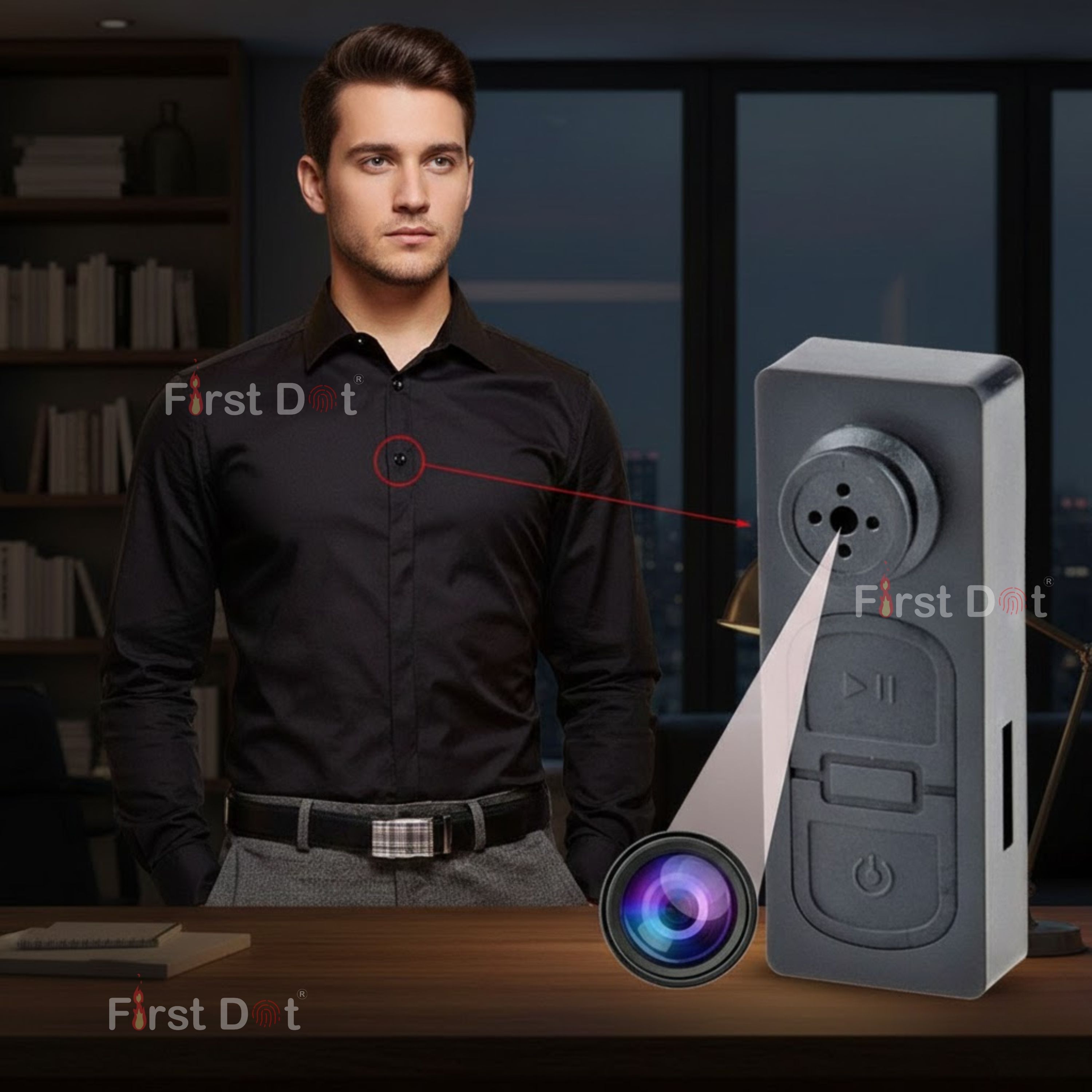 First Dot Hidden Button Mini Camera HD 720P | No Wi-Fi | Compact Security Camera-image-37