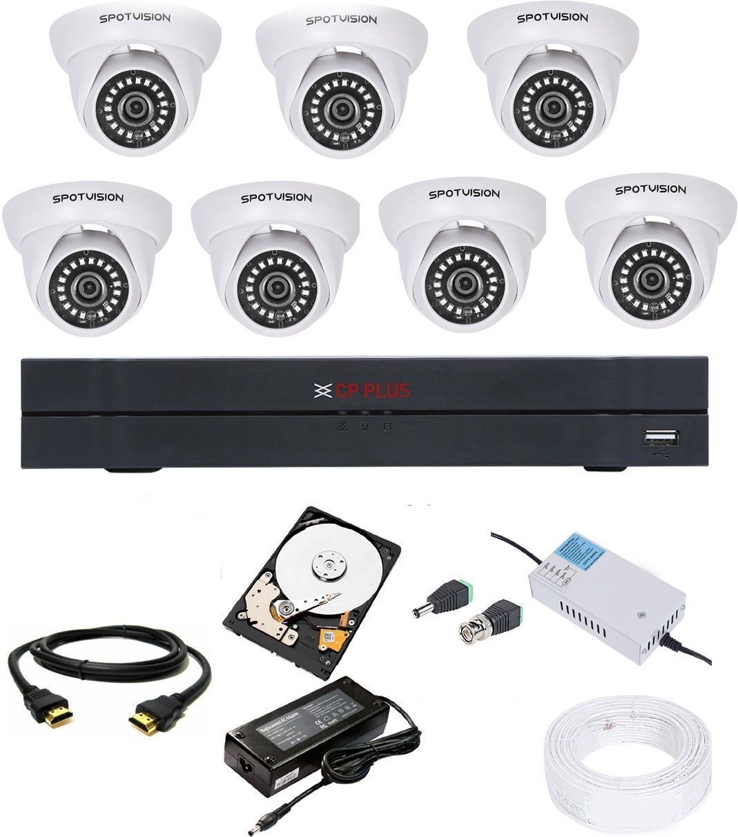CP PLUS 8 Channal HD DVR 1080p 1Pcs,Dome Camera 2.4MP HD Night Vision 7Pcs,Bnc & Dc, Security Camera-picture-15