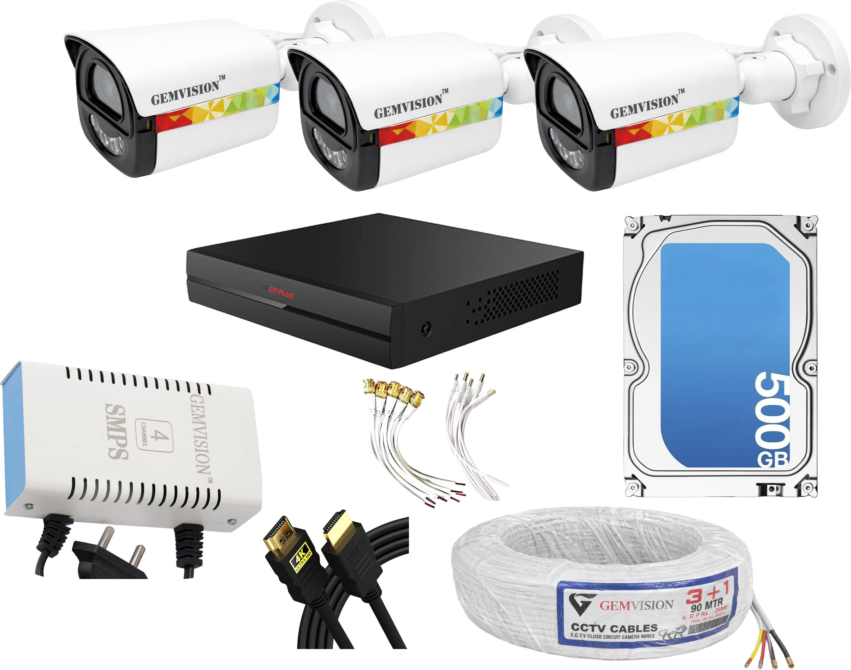 CP PLUS 3MP Color Night Vision CCTV Camera Kit 3 Outdoor Camera color Vu With Audio Security Camera-picture-28