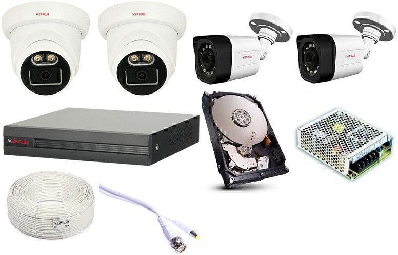 CP PLUS CP PLUS GUARD+ INTELLIGENT FULL COLOR HD (CP-GPC-D24L2-S) 2 DOME CAMERA,(CP-VAC-T20PL2) 2 INDIGO BULLET CAMERA,(CP-UVR-0401E1-CS) COSMIC 4 CHANNEL DVR, 4 CHANNEL POWER SUPPLY, 1TB HARD DISK ,90M WIRE BUNDLE,BNC AND DC CONNECTORS. Security Camera-picture-16