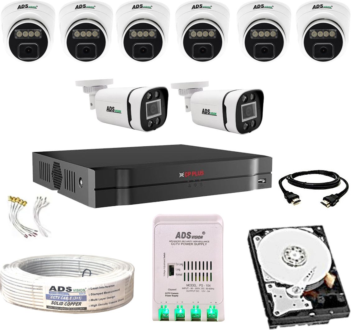 CP PLUS 8CH. Hybrid DVR, 2BULLET 6DOME CAMERA COLOUR VIEW NIGHT VISION WITH AUDIO SET Security Camera-picture-28