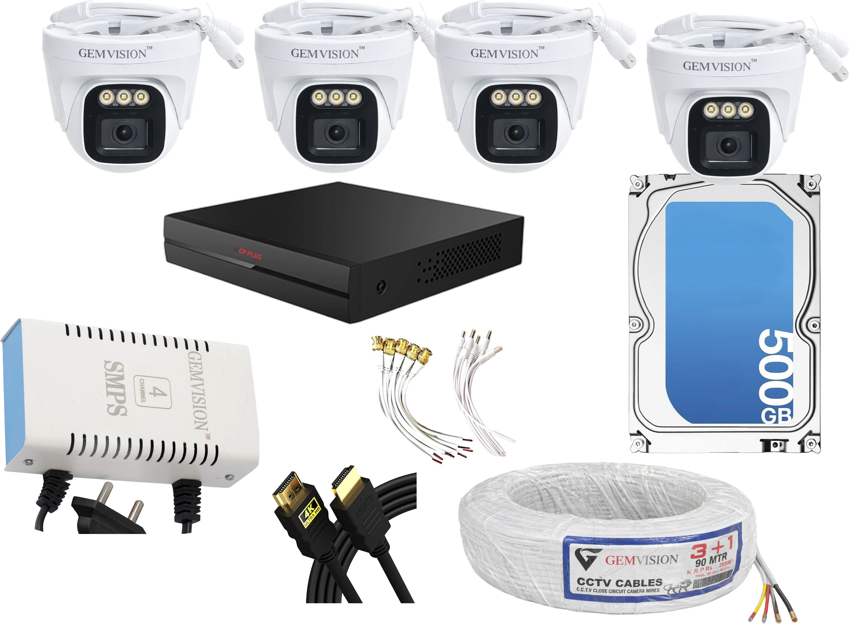 CP PLUS 3MP Color Night Vision CCTV Camera Kit 4 Indoor Camera 4CH DVR 500GB HDD Set Security Camera-picture-43