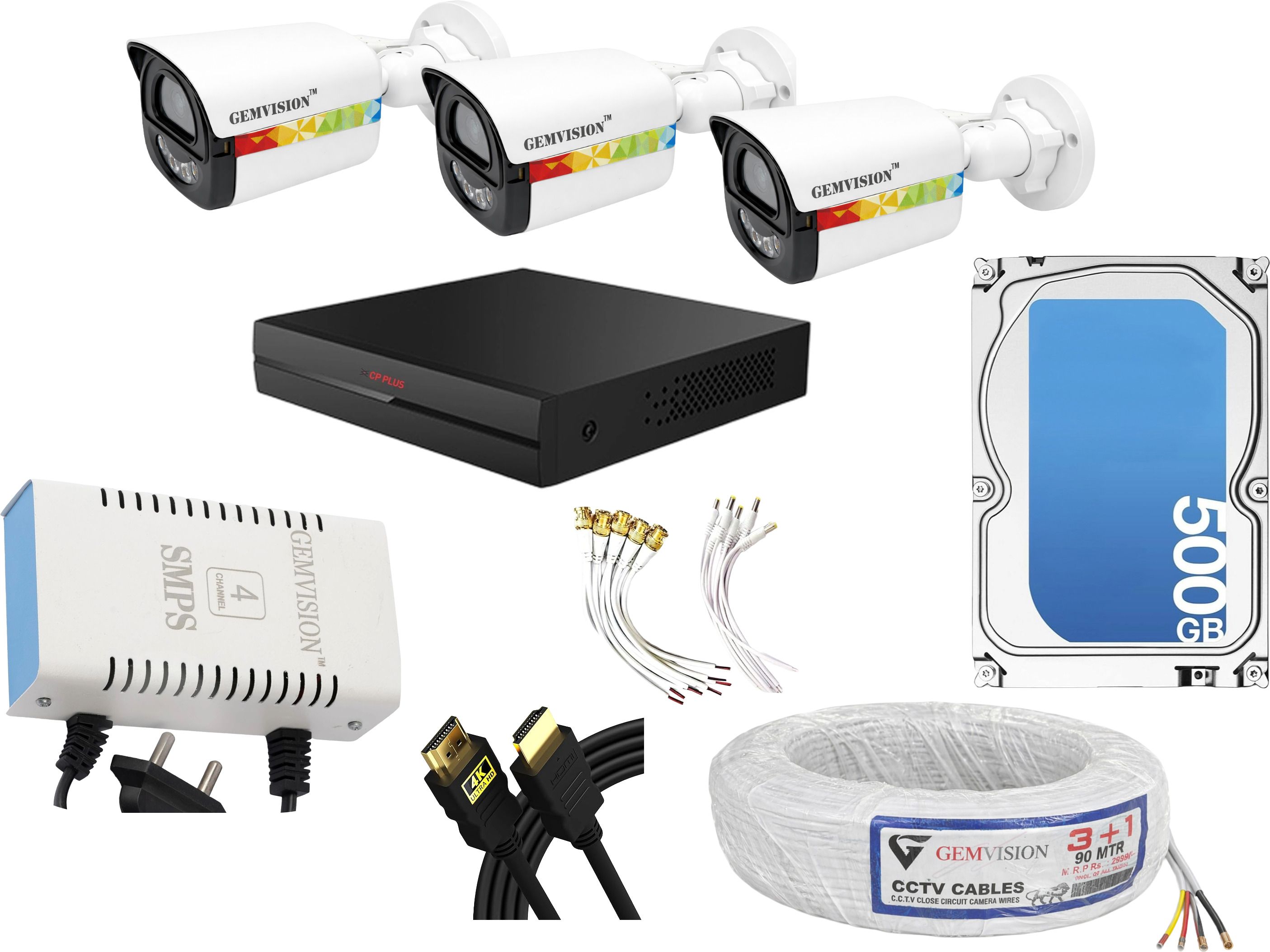 CP PLUS 3MP Color Night Vision CCTV Camera Kit 3 Outdoor Camera 4CH DVR 500GB HDD Set Security Camera-picture-22