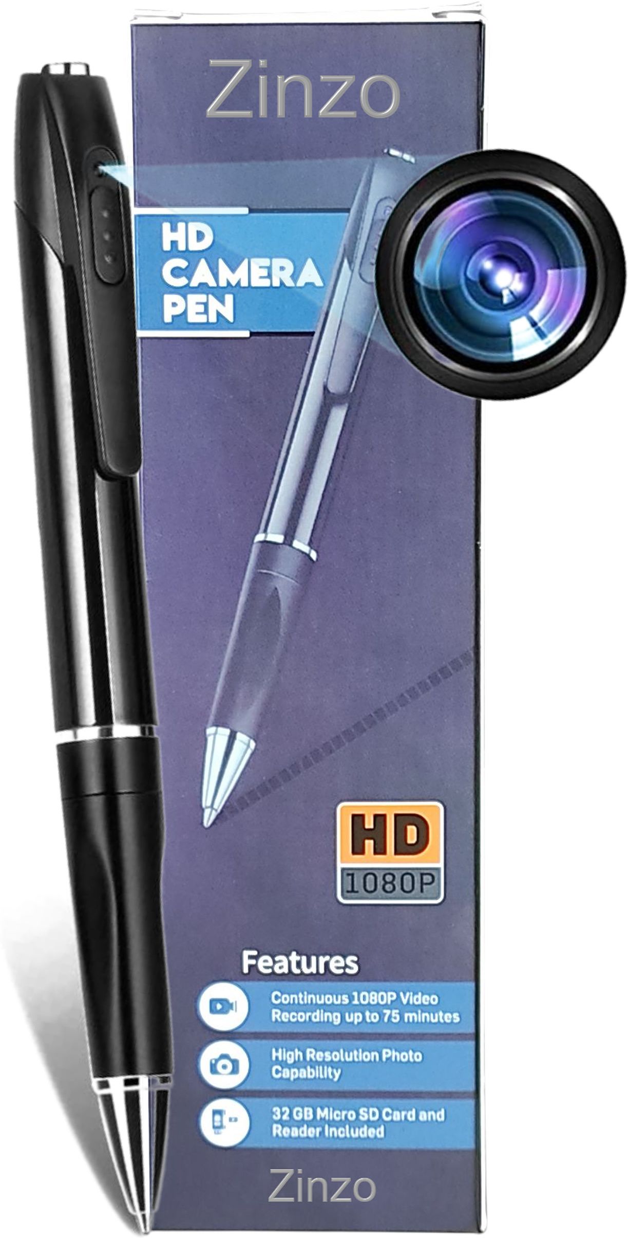 Zinzo Camera Pen with Free 32GB Sd Card 1080P Full HD Video Audio Recording Security Camera-picture-10