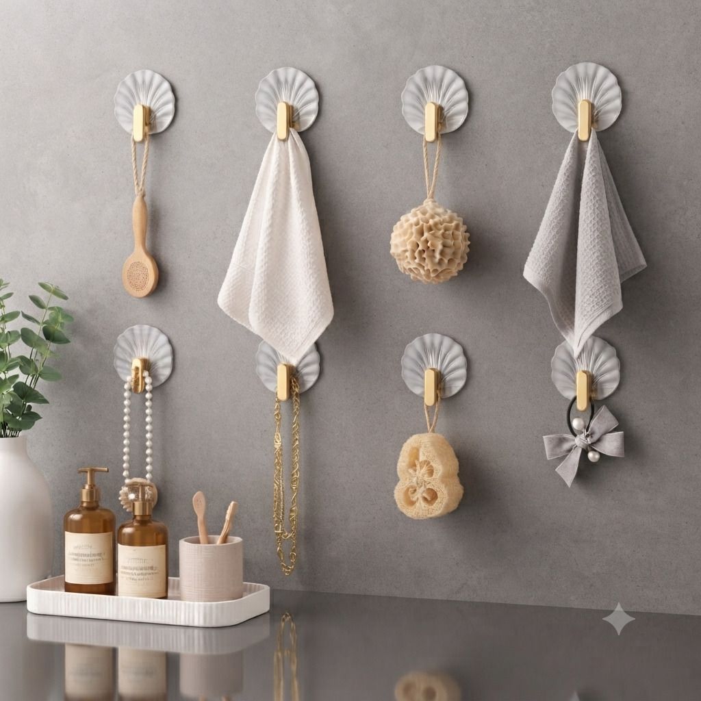 hatmeet Shell Design Towel Hook Flower Hook Set Decorative Hook Set peck of 8 Hook 8-picture-20