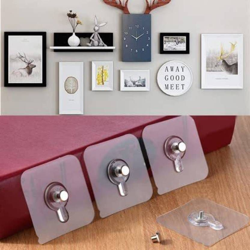 mercehive Self Adhesive Nail Hook for Hanging Photo Frame, Home and Bathroom Accessories Hook 6-picture-14