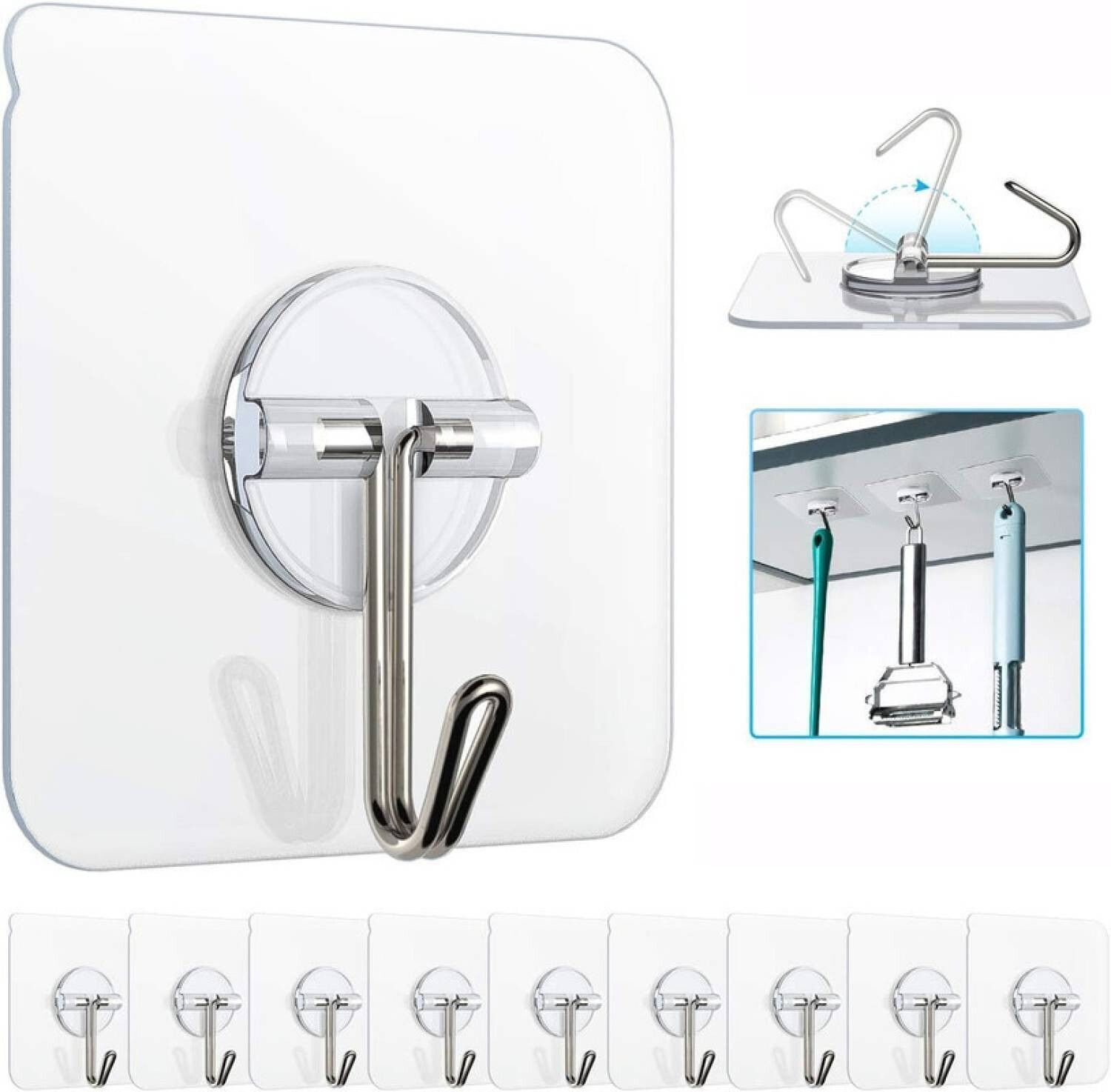 mercehive Self Adhesive Hooks for Wall Heavy Duty Strong Nail Free Hooks Without Drilling Hook 6-picture-14