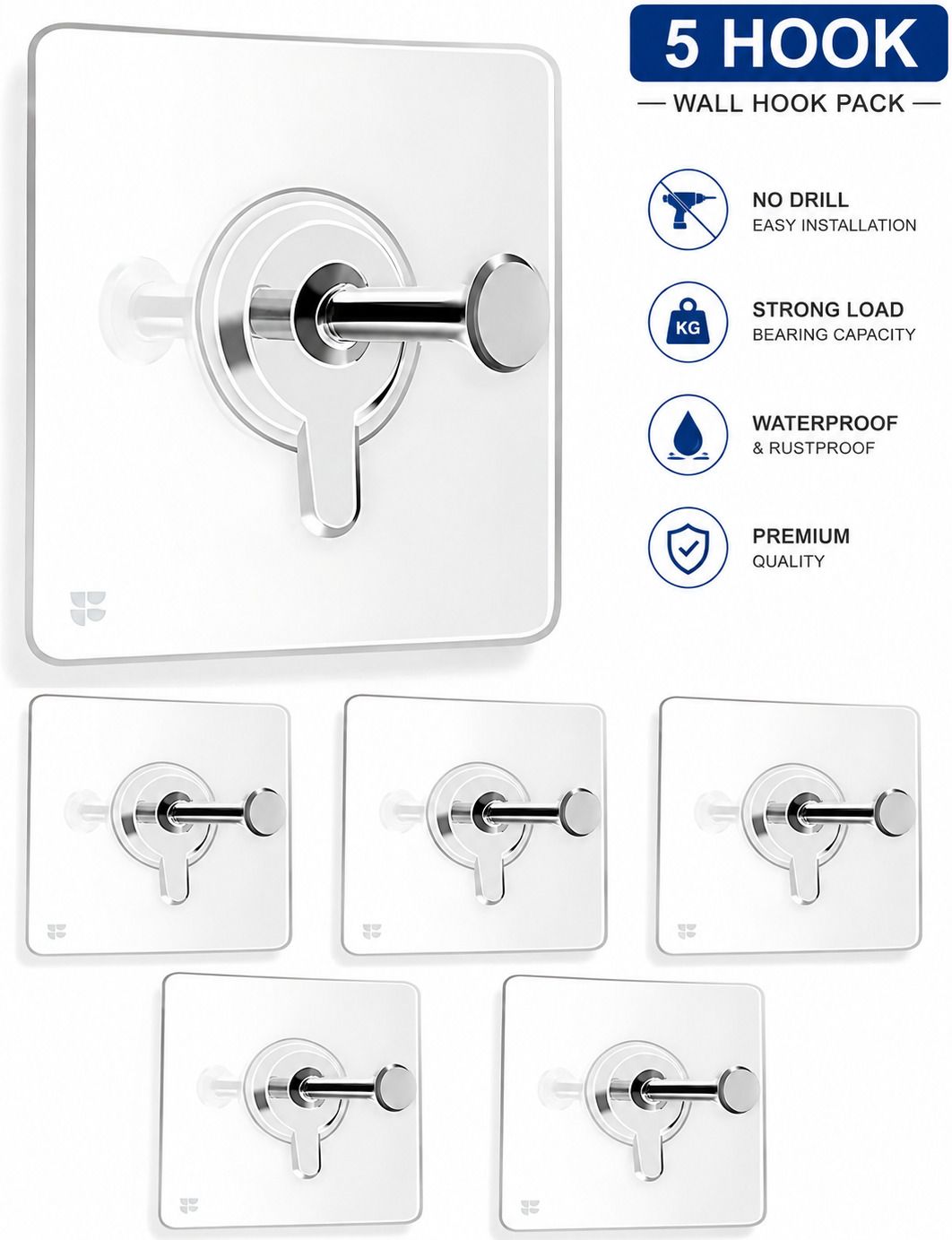 Wall Hooks Without Drilling Self Adhesive Stainless Steel Hook Hook 5-image-42