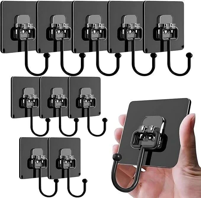 Self-Adhesive Wall Hooks, Drill Free/Ceiling/Wall/Kitchen/Bathroom/Keys/Clothe Hook 10