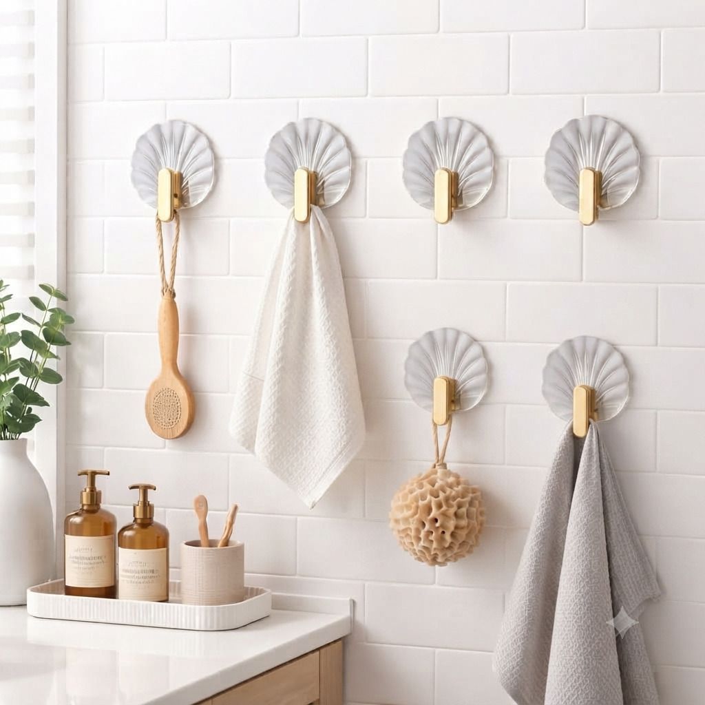 hatmeet Wall Hooks Shell Design Wall Hooks Decorative Bathroom Hooks 6PC Hook 6-picture-12
