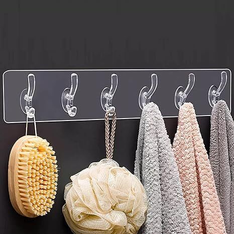 1PCS Magic Sticker Self Adhesive Kitchen Bathroom Strong Sticky Hook Rail 6 Hook Rail 6-image-6
