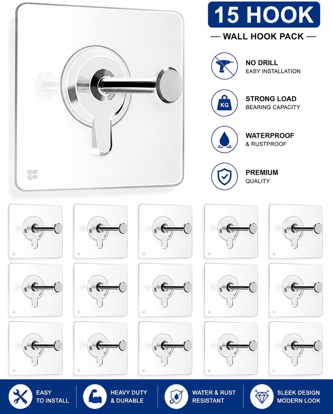 Wall Hooks Without Drilling Self Adhesive Stainless Steel Hook Hook 15-image-7