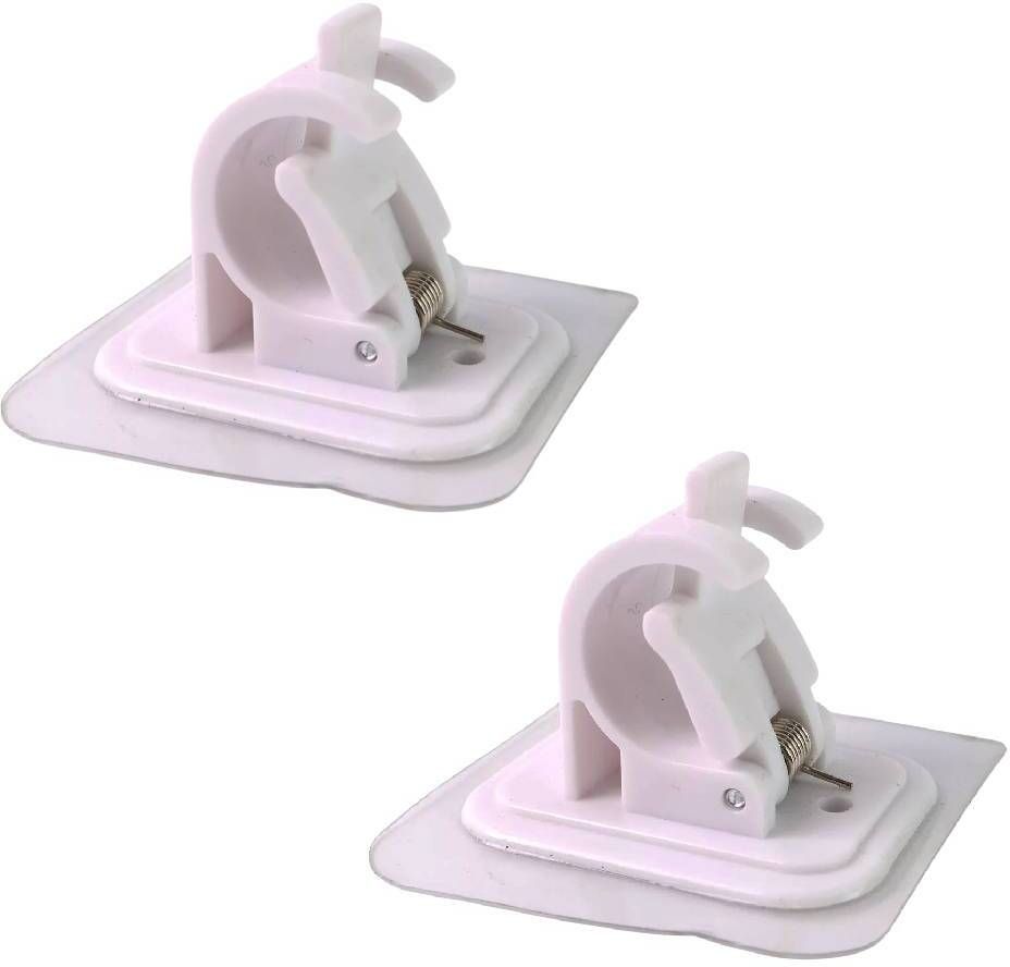 Curtain Rod Holder, Self Adhesive Hooks (2 Pcs Set): 1 set Wh Hook 2-image-24