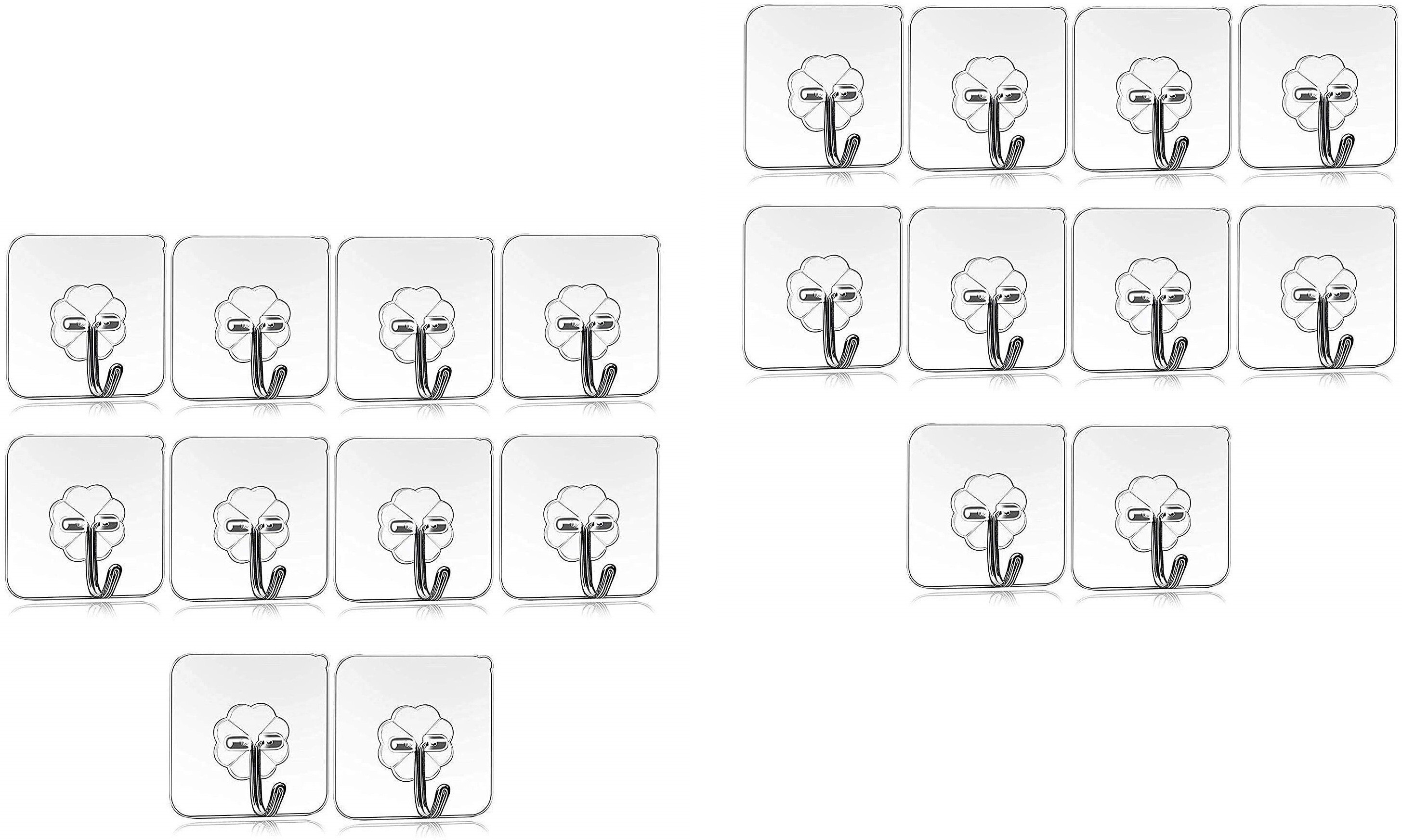 tuelip Set of 20 Wall Hooks Heavy Duty for Hanging 10KG (Max) Magic Stickers Hooks Seamless Transparent Adhesive Hooks for Hanging Keys Coats Hats Bags Ceiling Hook 20 image 1