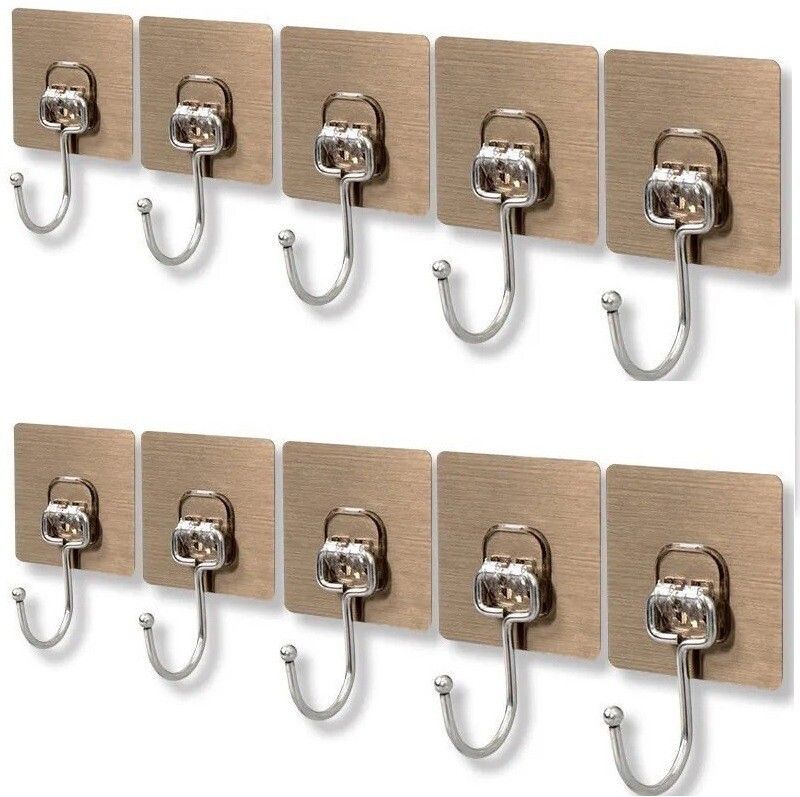 PVC Waterproof Big Adhesive Heavy Duty Sticky Stainless Steel Hook 10