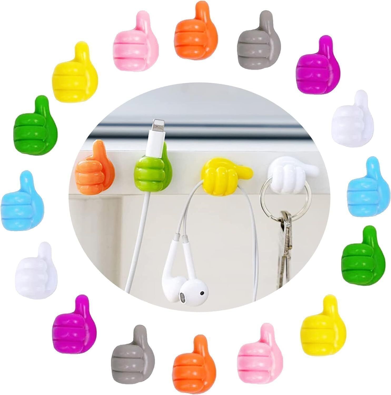 Thumb Multi Functional Hand Shape Wall Clip Hanger Keys Cable Holder Hook 12-image-15