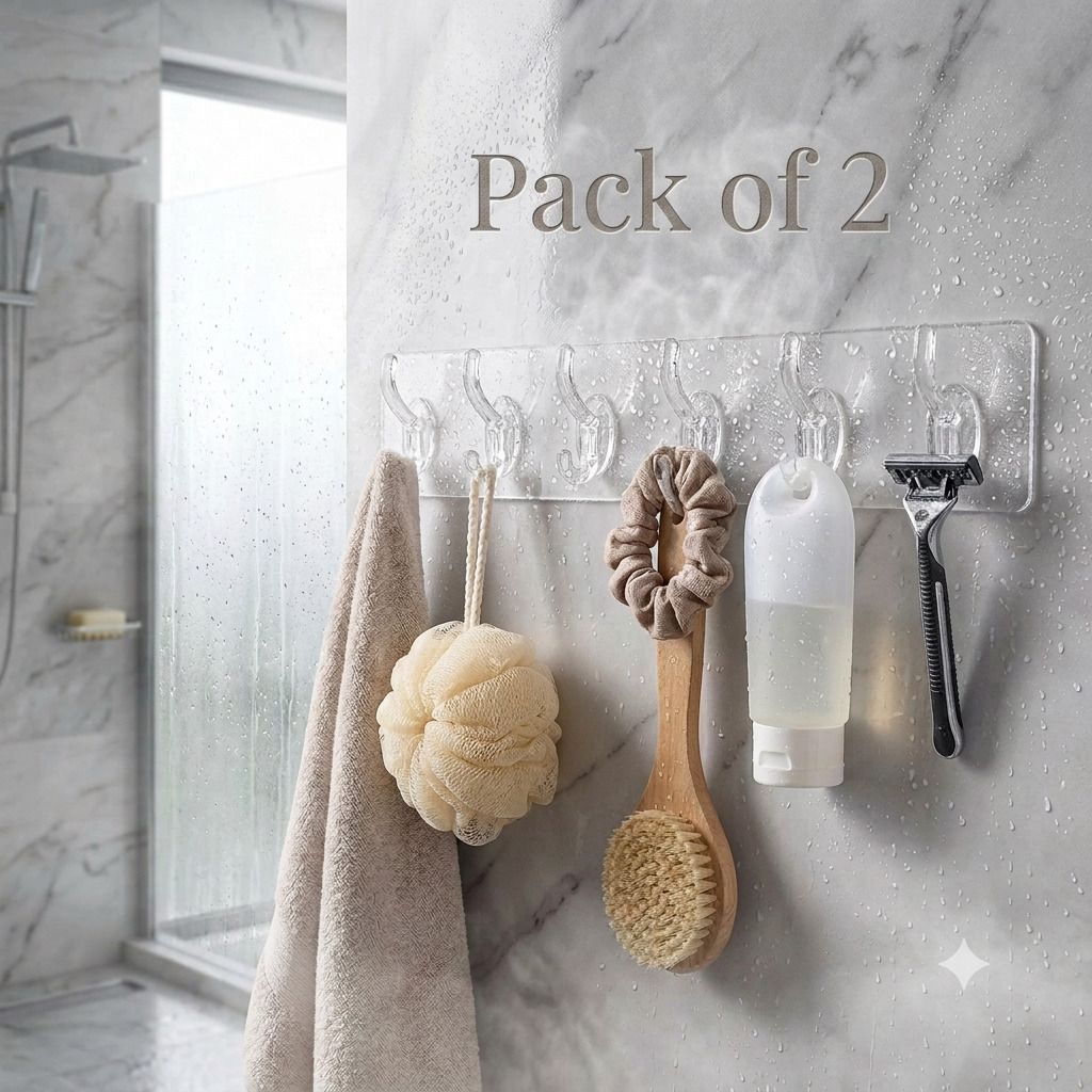 GLUTOO Self Adhesive Sticky Hook Hangers for Cloths,Hooks For Bathroom, Kitchen Hook Rail 12-image-20