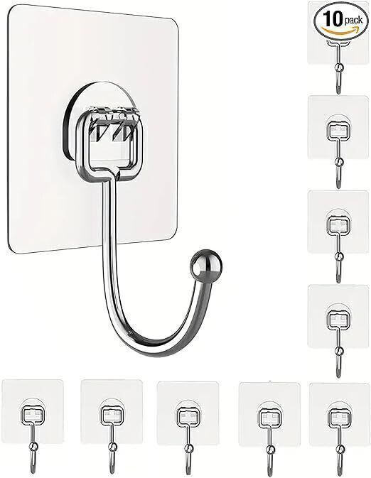 mercehive Self Adhesive Sticker Hanger | No-Drill Plastic Wall Hooks Hook 10-picture-9