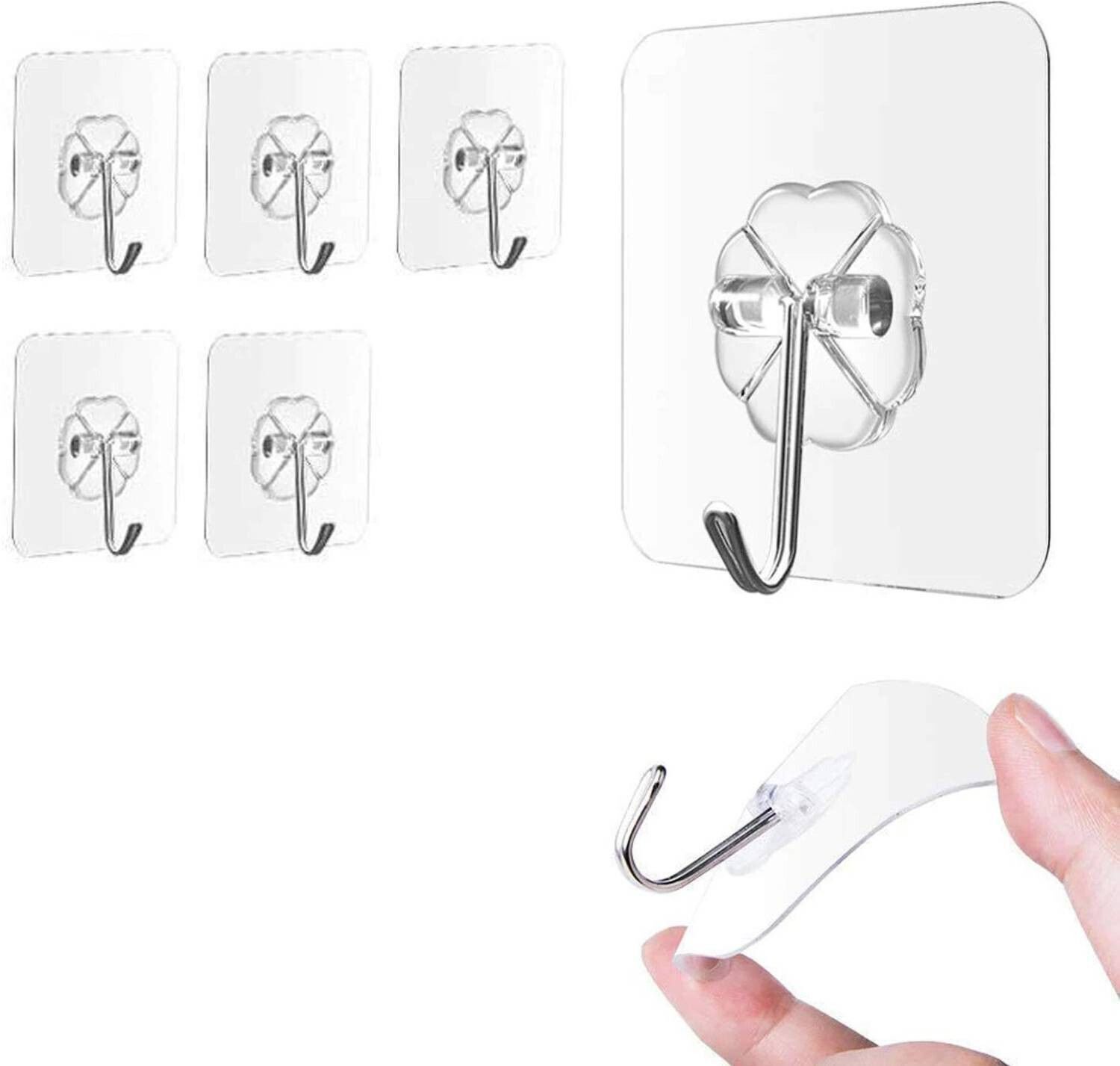 mercehive Adhesive Hooks Strong Sticky Kitchen Hooks Wall Hanger for Kitchen Bathroom Hook Hook 5-picture-20