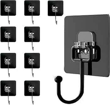 Multipurpose Hooks | Wall Mounted Utility Hooks | Black | Pack of 10 Hook 10-image-13