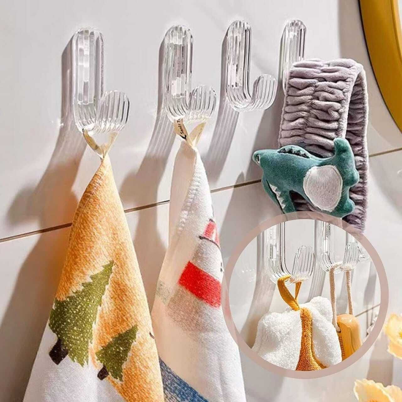 kpenterprise Transparent Self Adhesive Wall Hooks for Bathroom & Kitchen | Hook 5-picture-40