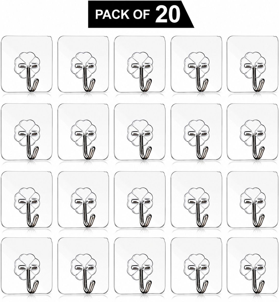 fewsee Self Adhesive Transparent Wall Hooks | Heavy Duty No Drill Nail Free | Sticky Hook 20-picture-28