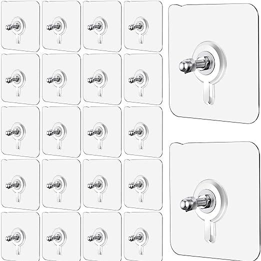Screw Hooks for Wall Heavy Duty self Adhesive ,Wall hanging Kitchen 20 Pack Hook 20